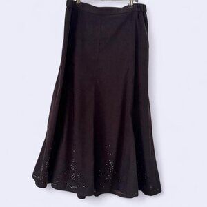 Western Style Black Midi Skirt